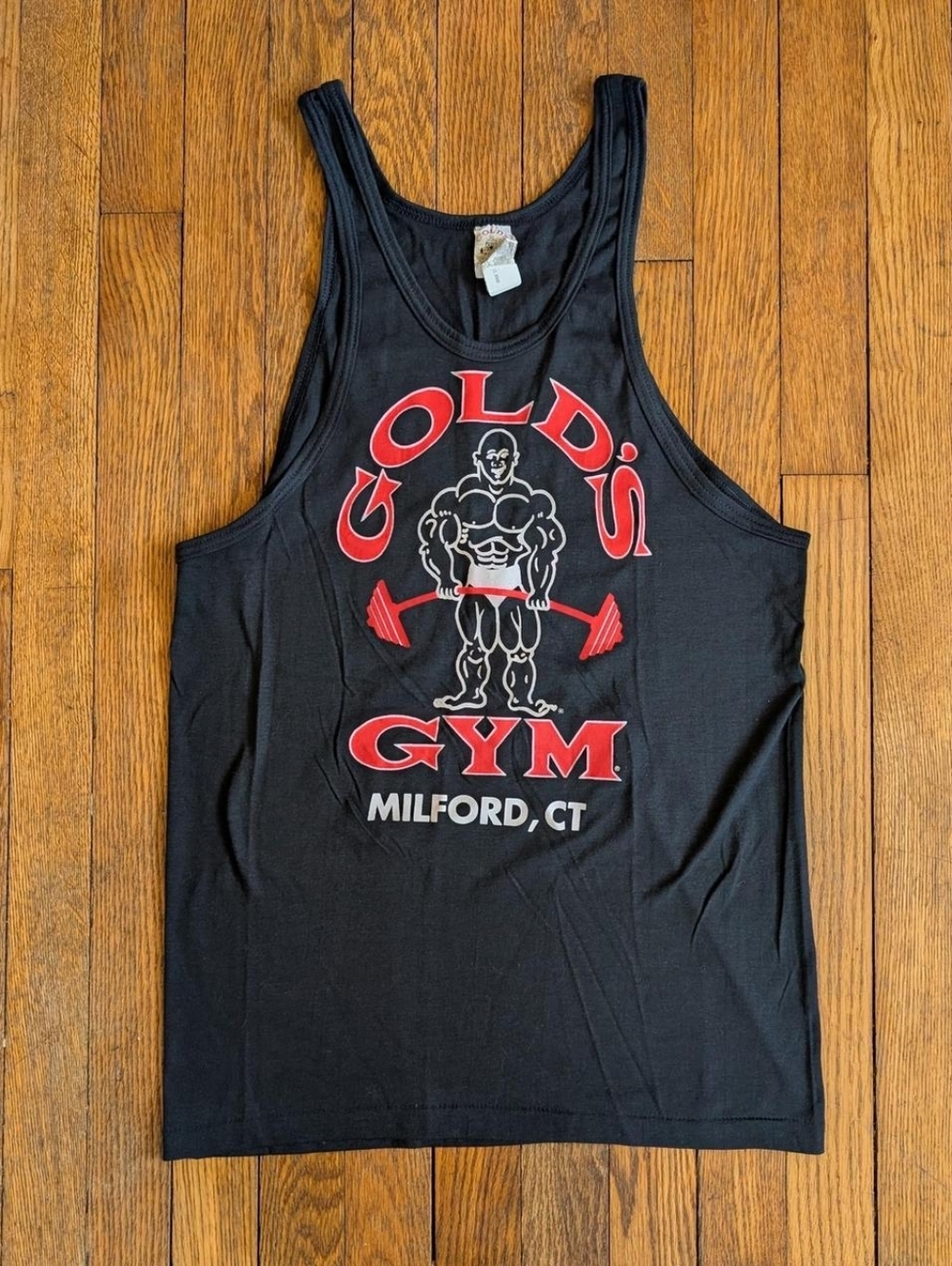 Vintage 80's Gold's Gym Tank Top Black Single Stitch